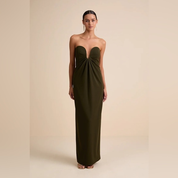 Lulus Dresses & Skirts - Lulus Thula Dark Olive Cutout U-Bar Column Maxi Dress